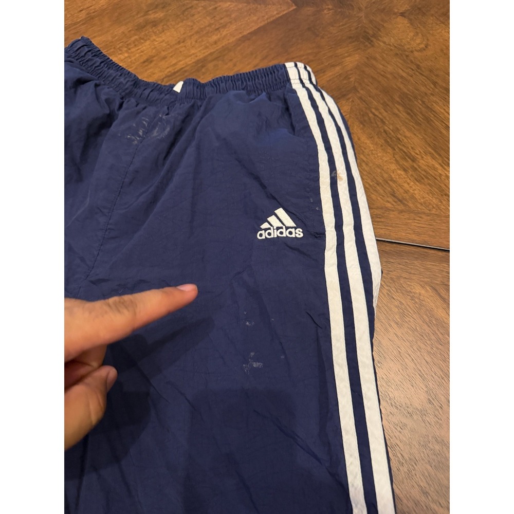 Adidas Vintage Navy Blue 3 Stripe Windbreaker Track Pants Mens Medium - Picture 8 of 8